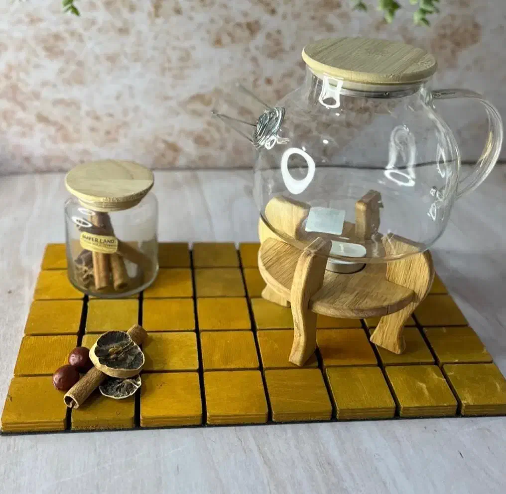 قوری پیرکس درب بامبو|قوری، کتری، قهوهساز دستی|بم, |دیوار