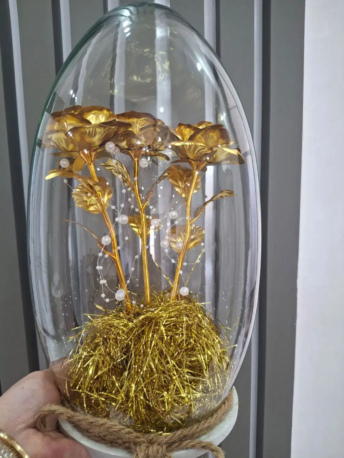 باکس گل شیشه ای ورق طلایی کادویی تولد و...|گل مصنوعی|تبریز, |دیوار