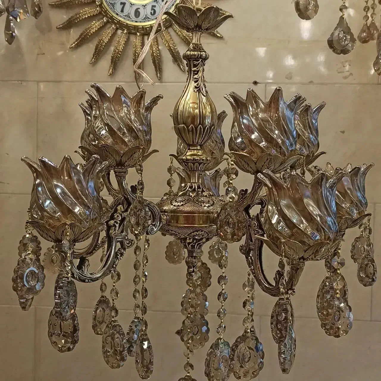 لوستر چهار شاخه هشت شعله برنر|لوستر و چراغ آویز|اردبیل, |دیوار