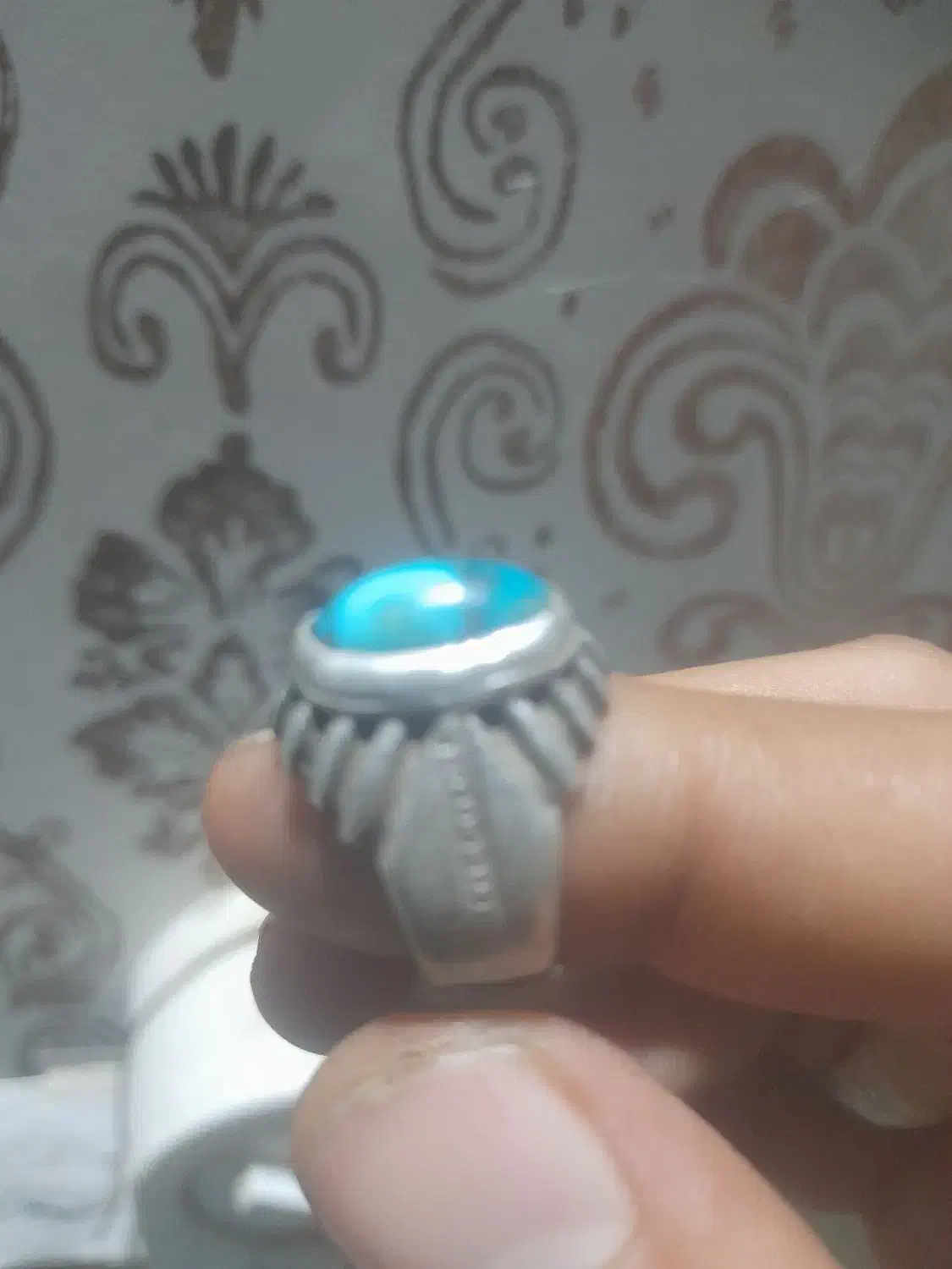 انگشترفیروز رکاب کهنه|جواهرات|کرباسک, |دیوار