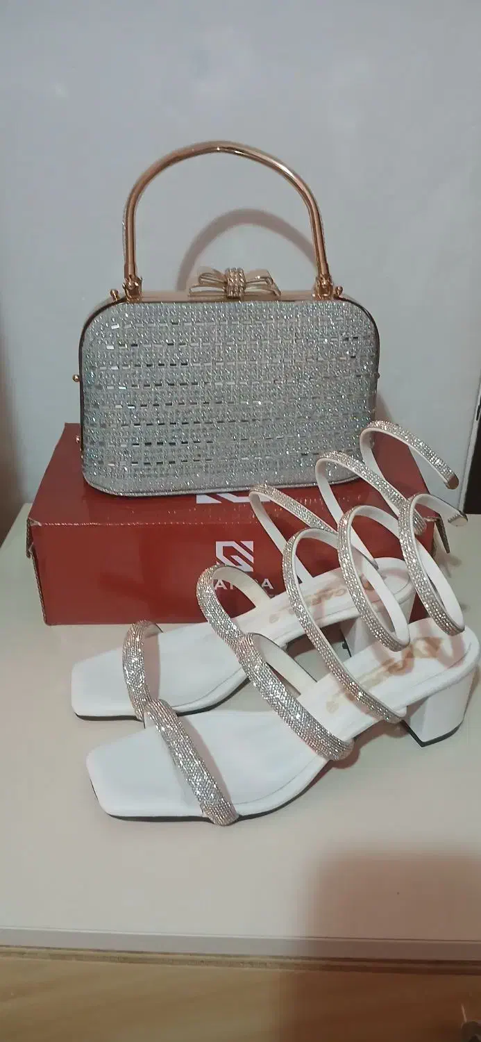 کیف و کفش مجلسی نویه نو با جعبه|کیف، کفش، کمربند|رشت, هلال احمر|دیوار