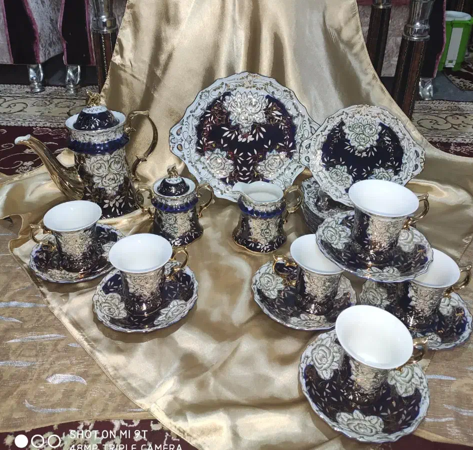 سرویس چینی آنتیک سورمه‌ای|کلکسیون اشیاء عتیقه|ارومیه, |دیوار