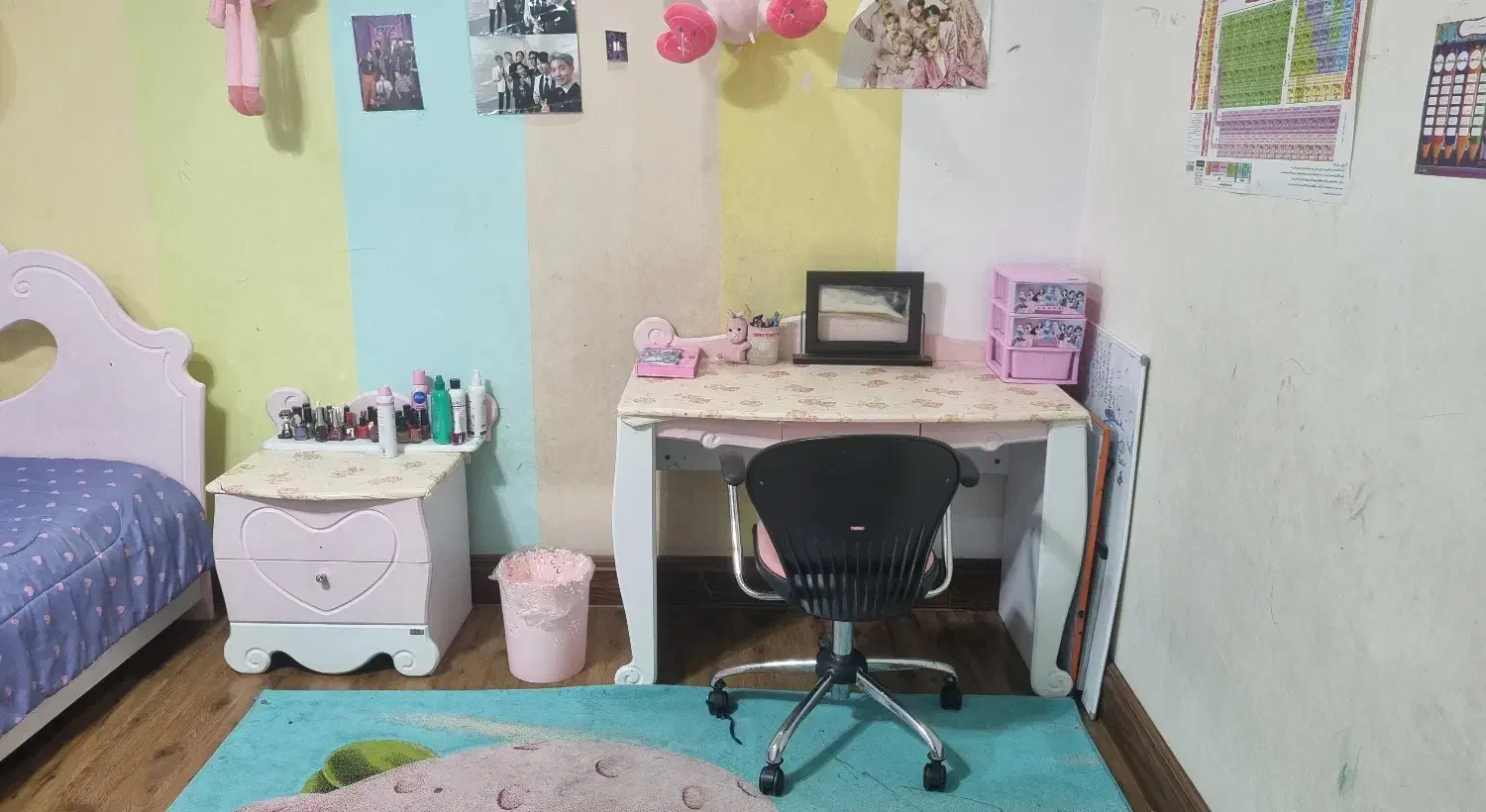 سرویس خواب کودک و نوجوان دخترانه|تخت و سرویس خواب|قائم‌شهر, |دیوار