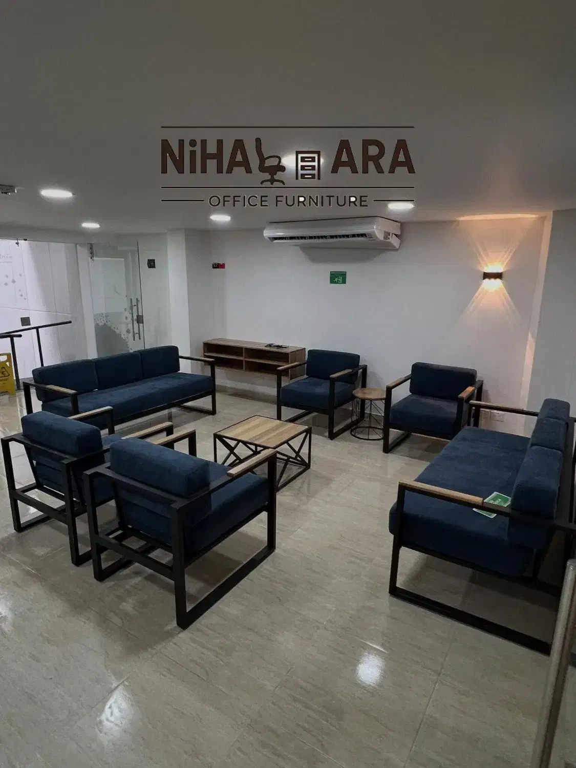 مبل اداری فلزی خم مدرن آبی اسمانی صندلی میز جلومبل|دفتر کار|چهاردانگه (تهران), |دیوار