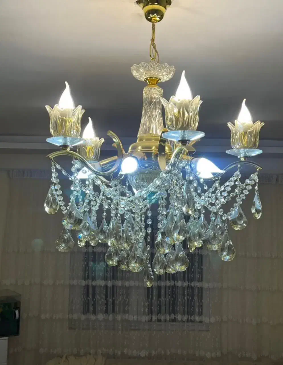 لوستر ۵ شاخه ۱۰ شعله ۲ عدد|لوستر و چراغ آویز|پردیس, فاز ۱۱|دیوار