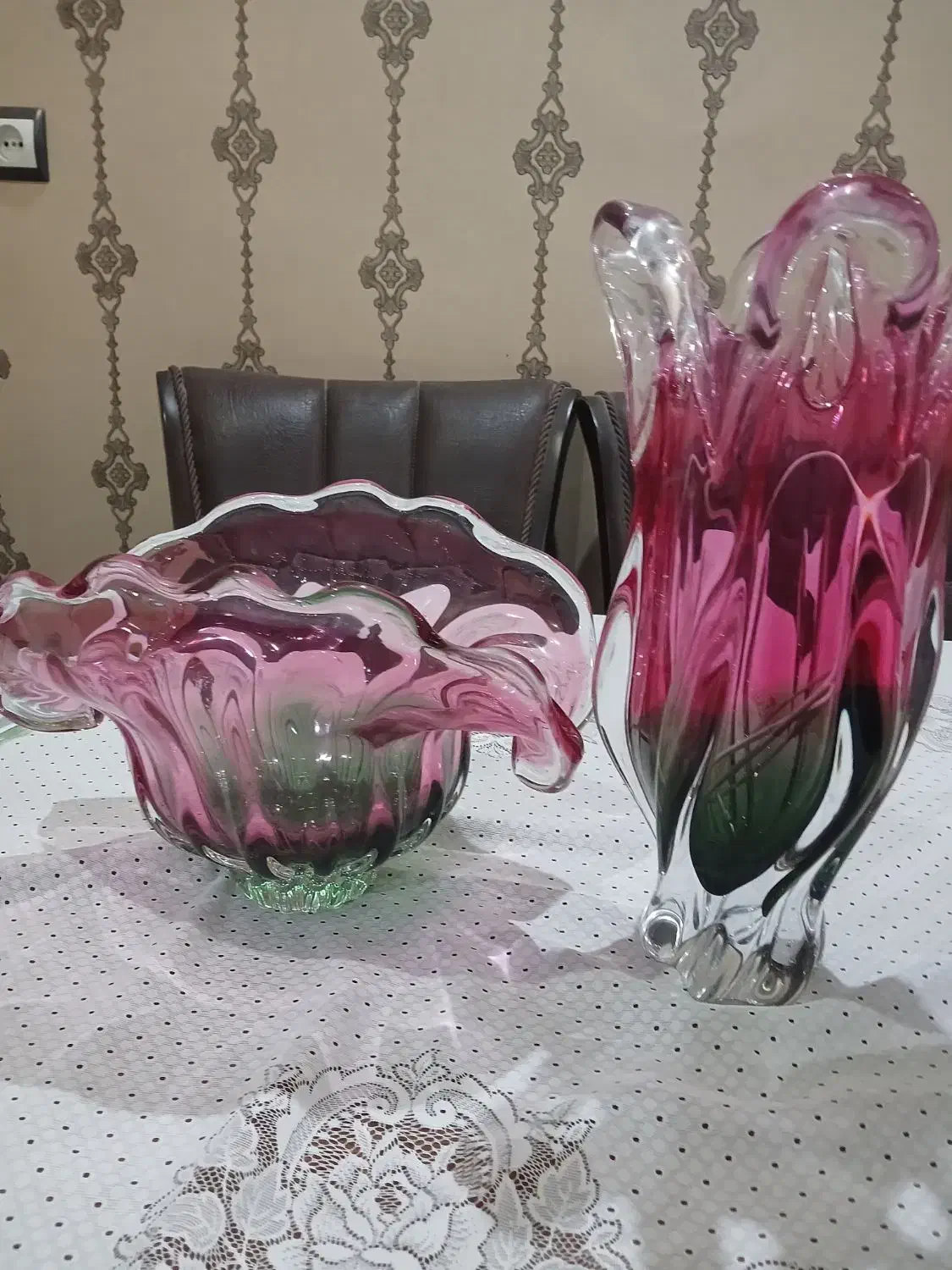 گلدان و شکات خوری کریستال|ظروف سرو و پذیرایی|سلماس, |دیوار