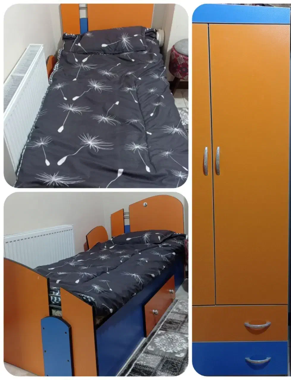 کمد و تخت نوجوان|تخت و سرویس خواب|سمنان, |دیوار