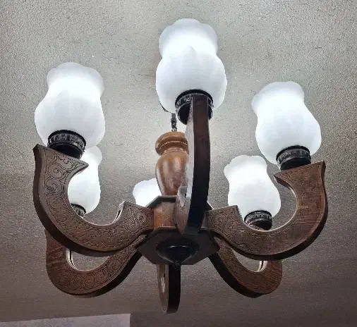 لوستر چوبی ۶ شاخه|لوستر و چراغ آویز|قم, انسجام|دیوار