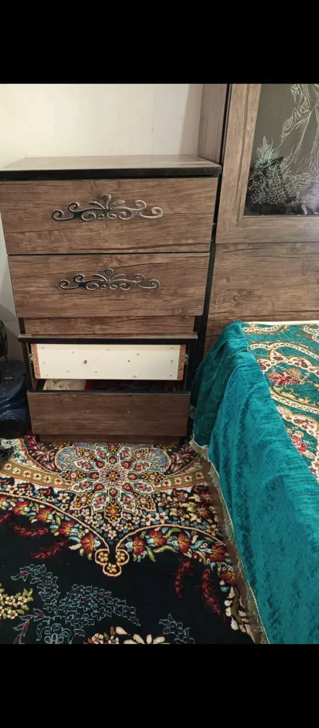 تخت خواب دو نفره با تشک و چوب ام دی اف|تخت و سرویس خواب|زارچ, |دیوار