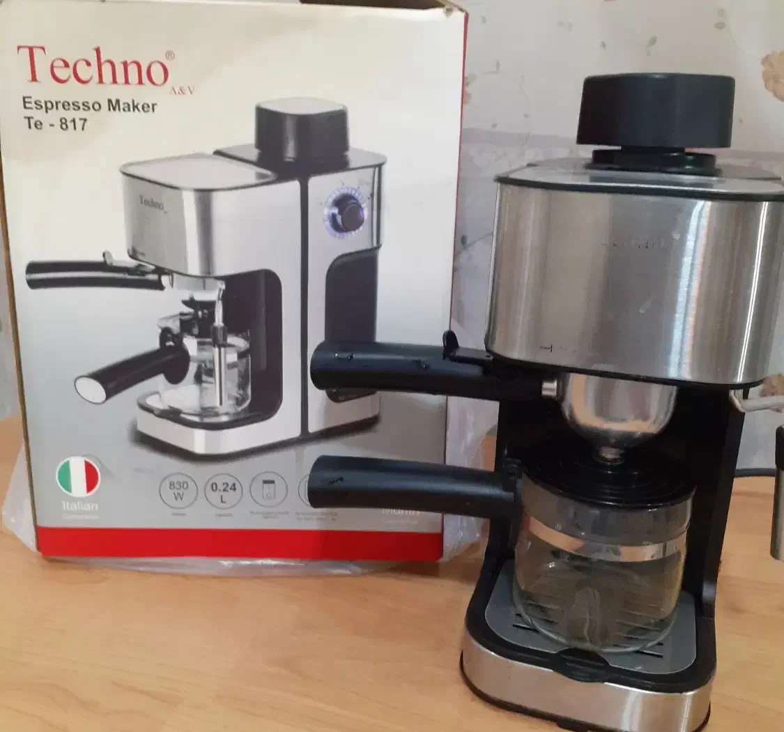 اسپرسوساز (قهوه ساز) تکنو با کارتن|سماور، چایساز، قهوهساز|قم, زنبیل آباد|دیوار