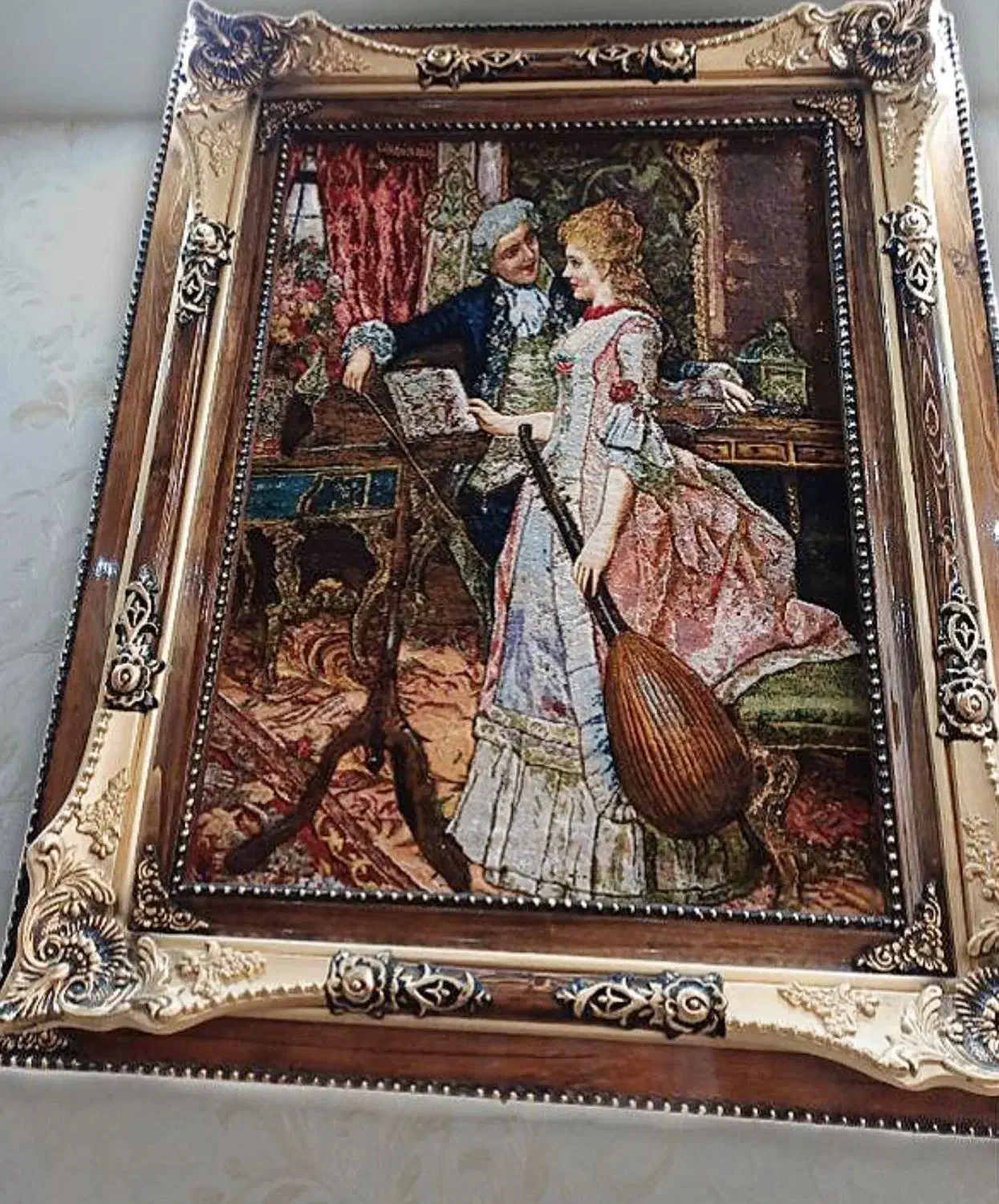 تابلو فرش تار زن جوان|تابلو فرش|سرعین, |دیوار