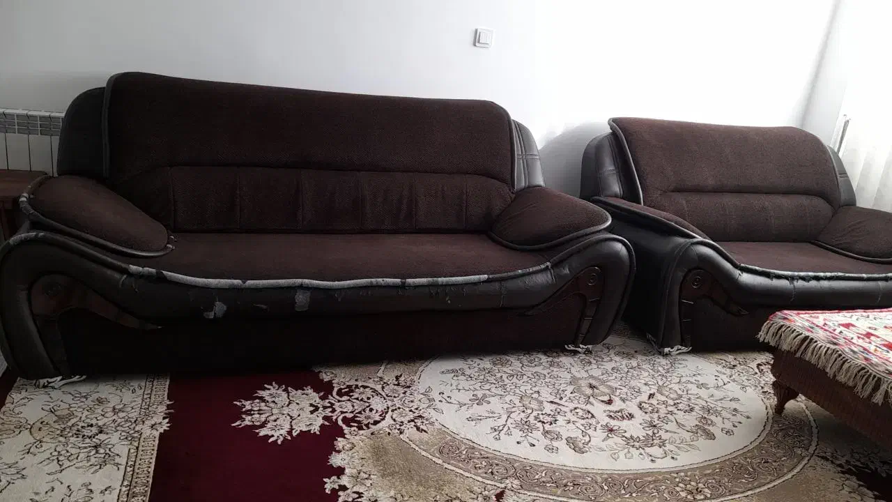 مبل هفت نفره چرم|مبلمان خانگی و میز عسلی|دهاقان, |دیوار