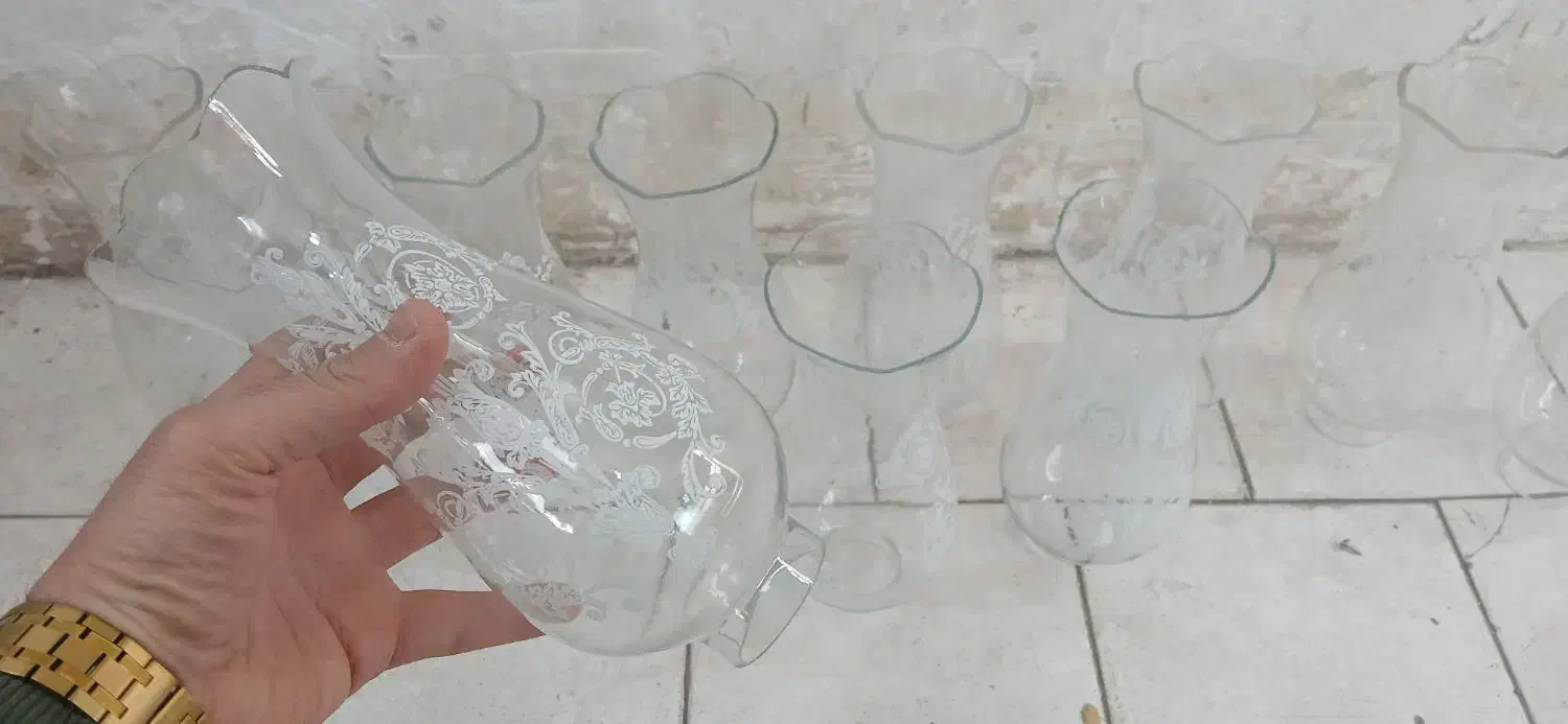 تعداد۴۵ عدد لاله لوستر شاه عباسی کیریستالی طرح دار|لوستر و چراغ آویز|مشهد, گلشور|دیوار