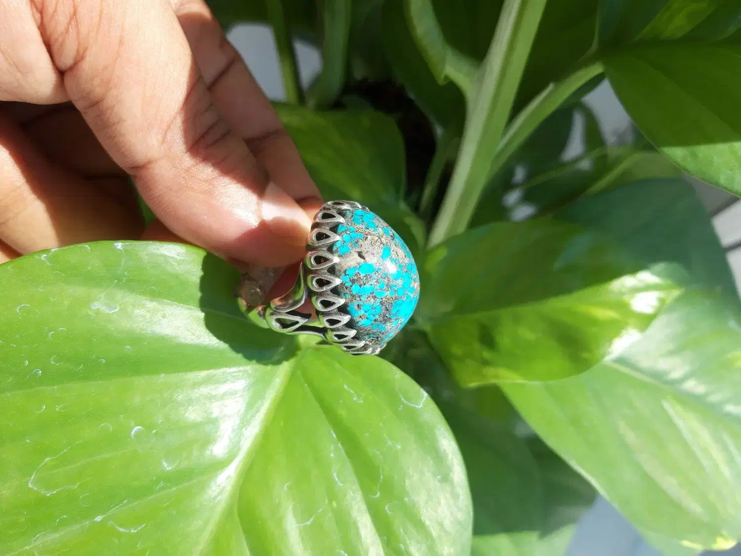 فیروزه اصل نیشابور زخمات یک سانت نیم|جواهرات|میناب, |دیوار