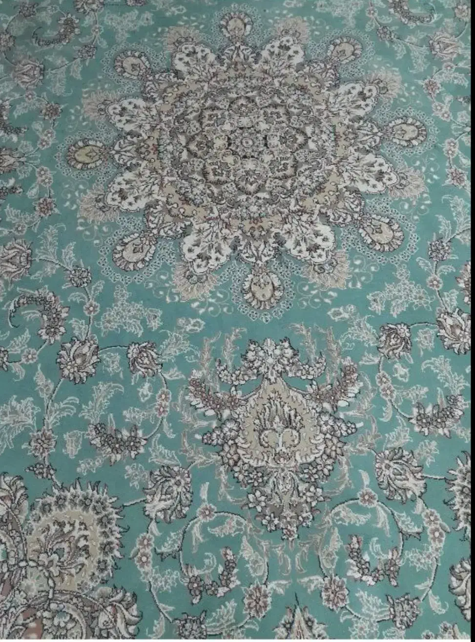 ۲تخته فرش ۹متری و۲عددپادری رنگ فیروزهای|فرش|تهران, خاوران|دیوار