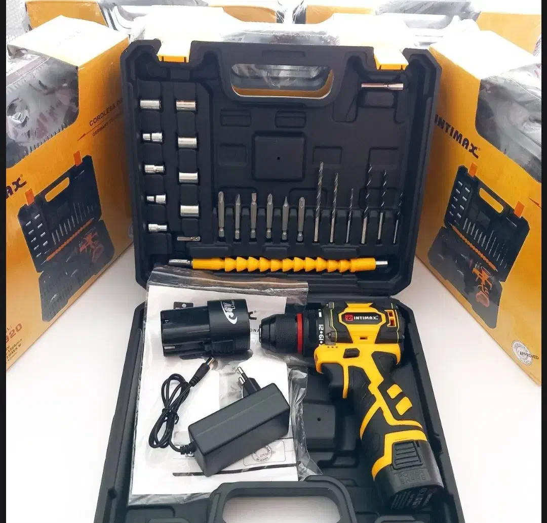 دریل دو باتری موتور براشلس با جعبه ابزار و لوازم|ابزارآلات|کرج, کوی فرهنگ|دیوار