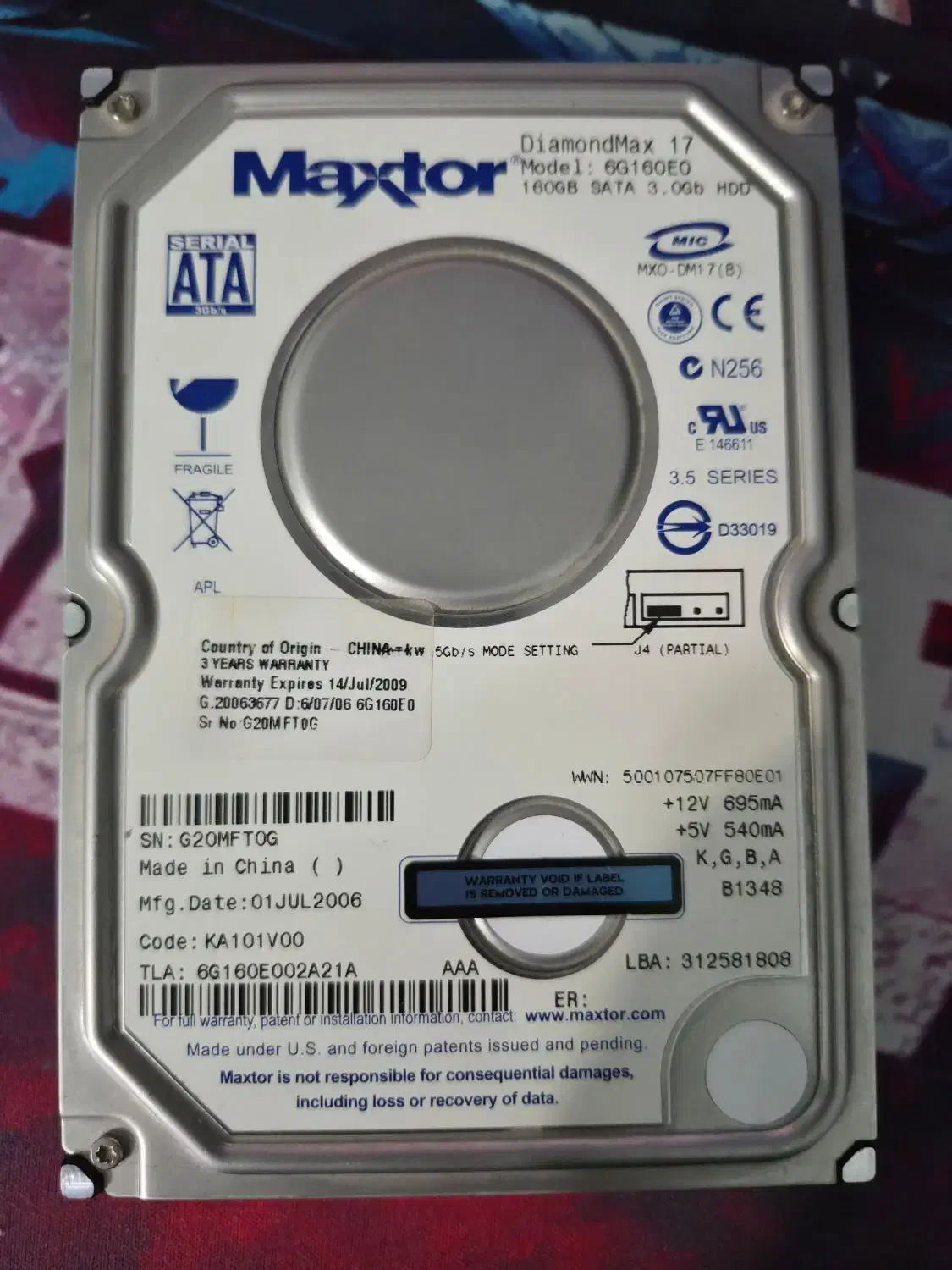 هارد hdd مکستور ۱۶۰ گیگ|قطعات و لوازم جانبی رایانه|شیراز, زرگری|دیوار