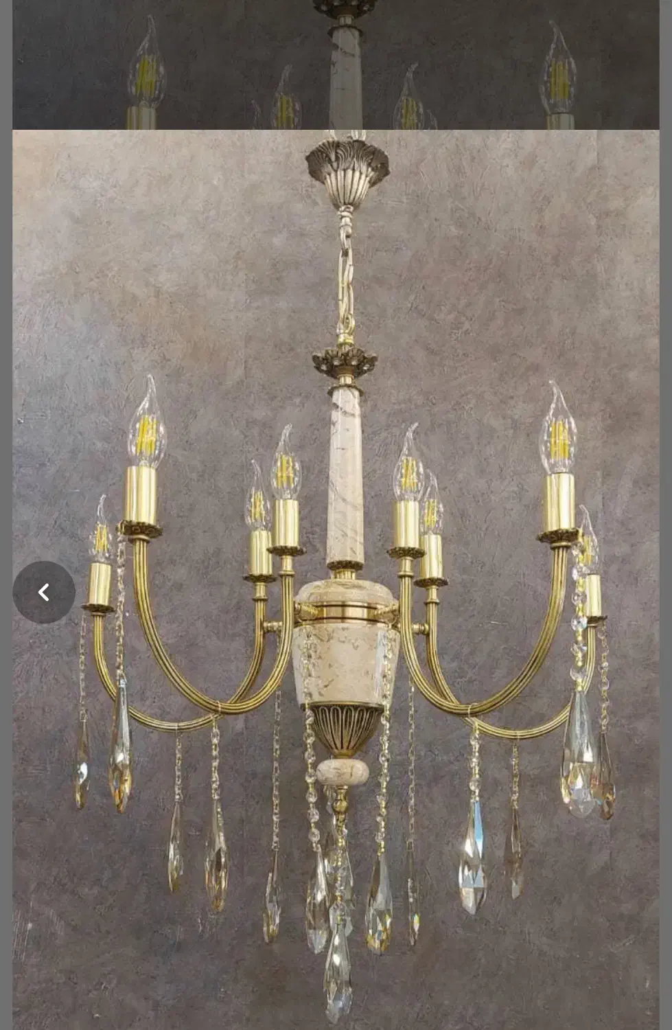 لوستر سنگی ۱۰شعله برنز وکریستال قیمت مناسب ‌مدرن|لوستر و چراغ آویز|کرمانشاه, |دیوار