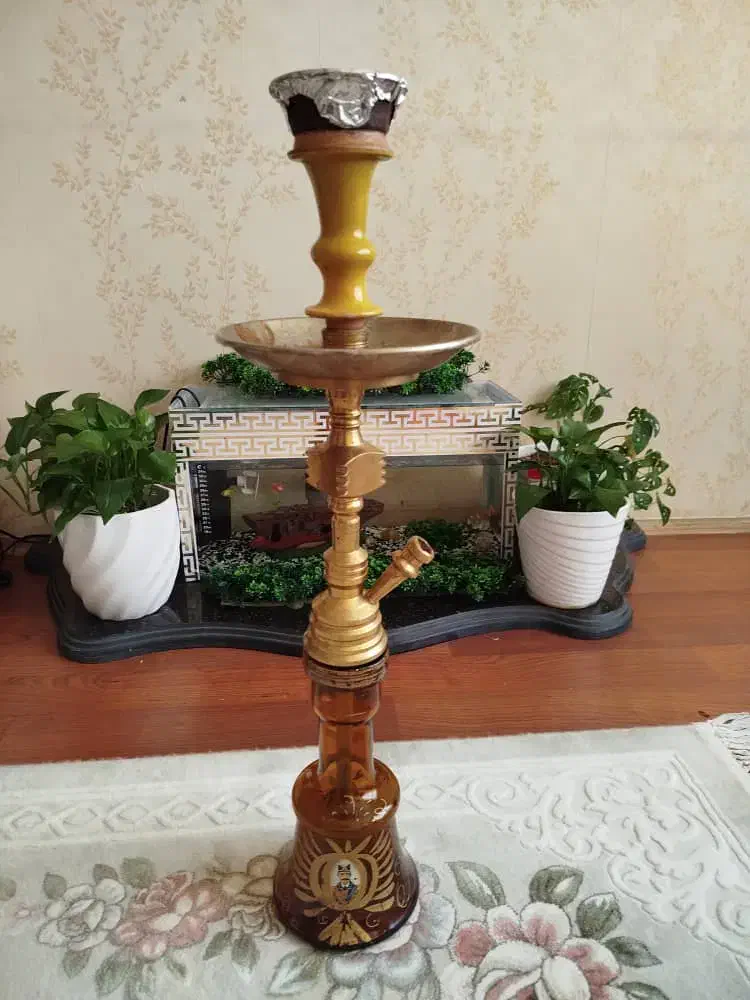 دو عدد قلیان برنج و چوب|صنایع دستی و سایر لوازم تزئینی|پرند, فاز ۵|دیوار