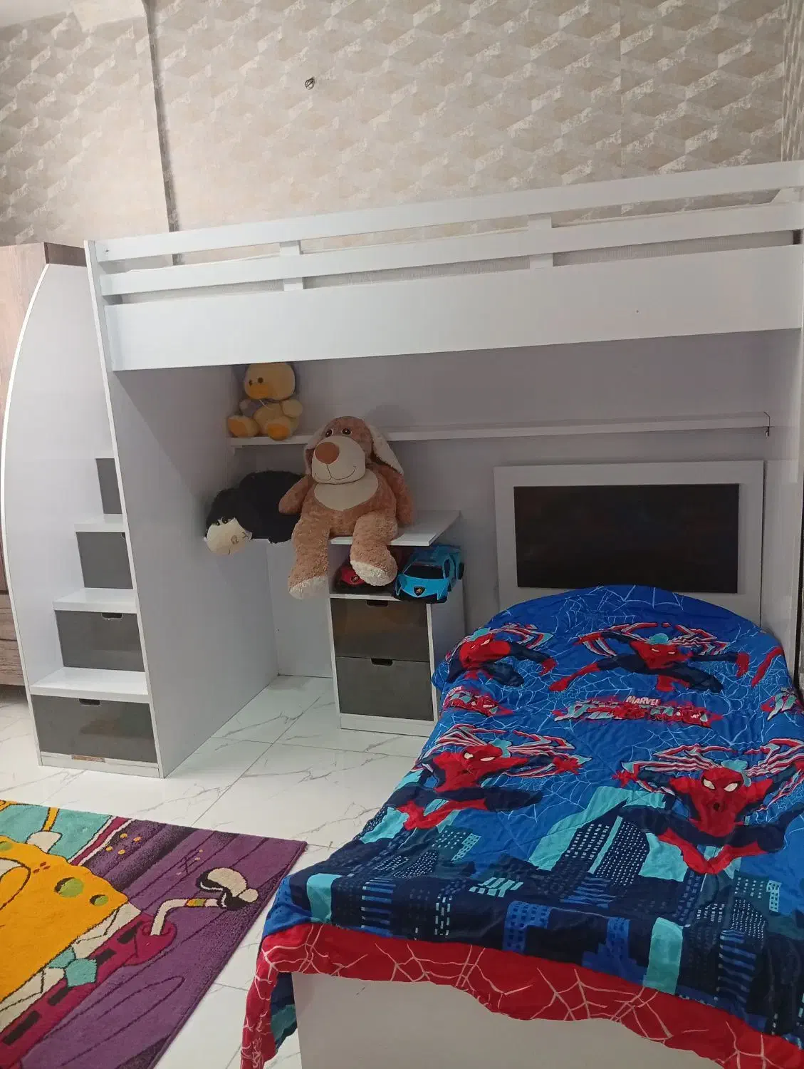 تخت نوجوان دوطبقه|تخت و سرویس خواب|گلبهار, شهر جدید گلبهار|دیوار