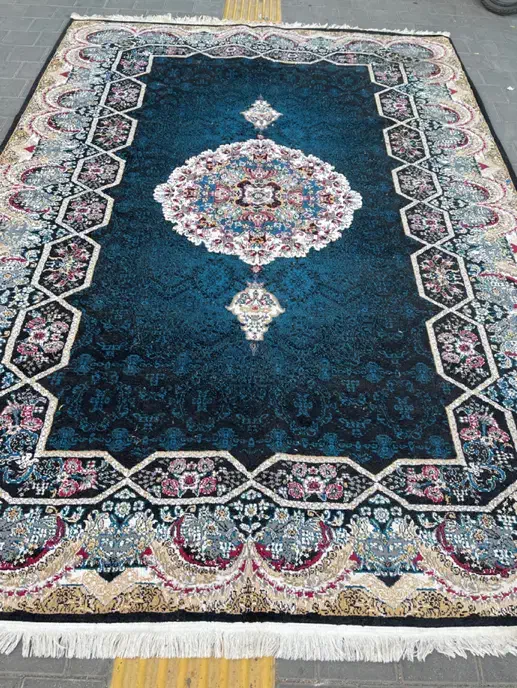 یه تخته فرش ۹ متری نقشه هالیده سرمه ای|فرش|مشهد, جلالیه|دیوار