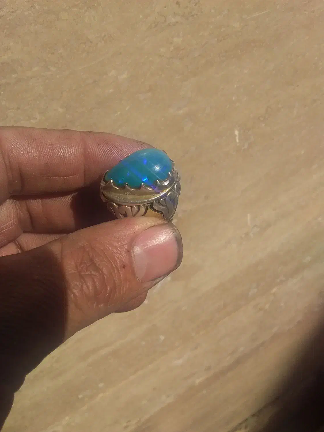 انگشتر دست ساز سنگ اوپال|جواهرات|ملایر, |دیوار