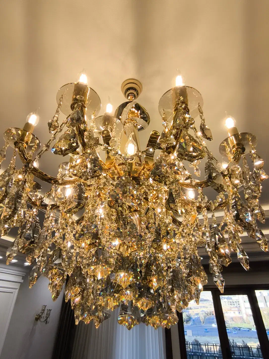 لوستر کریستالی، ۱۰ شاخه،گارانتی‌دار، همراه ۱۵ لاله|لوستر و چراغ آویز|زنجان, |دیوار