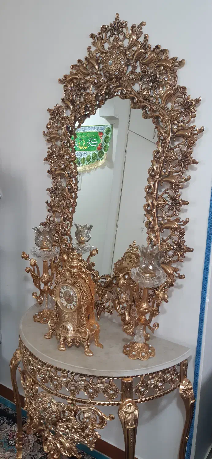 آینه شمعدان آلومینیوم طرح برنز|آینه|قم, پردیسان|دیوار