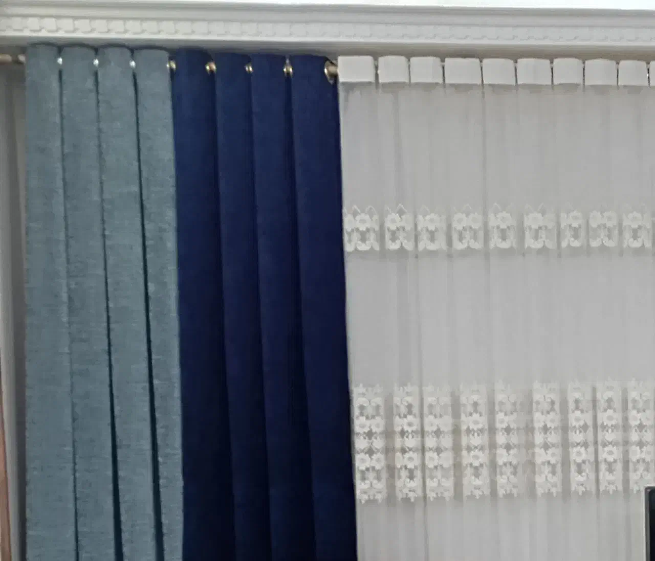 دو عدد والان سرمه ای پانچی درحد نو|پرده، رانر، رومیزی|محمدشهر, ولدآباد|دیوار