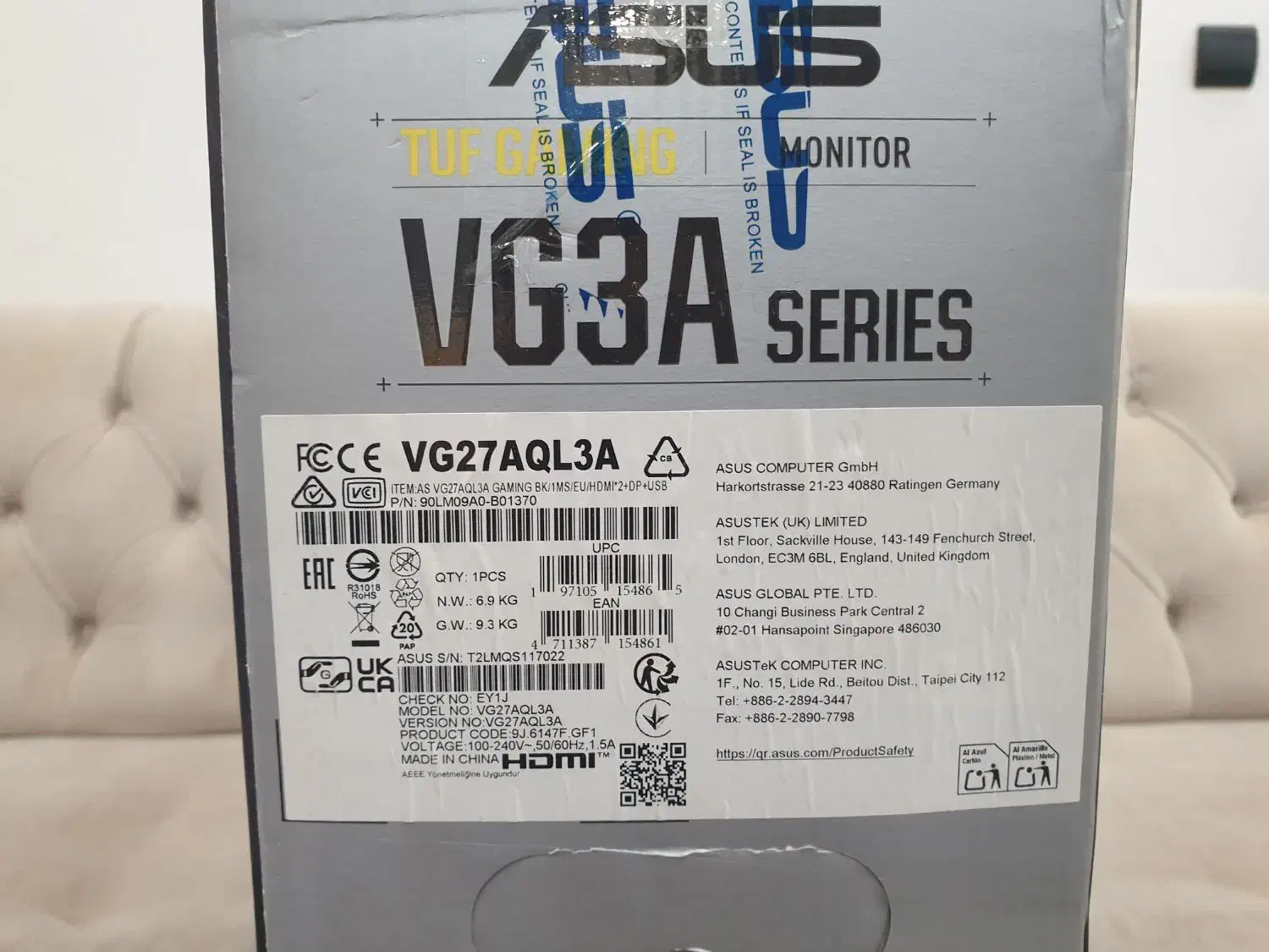 مانیتور گیمینگ ایسوس۲۷ اینچ ۲K ۱۸۰Hz (نو و پلمپ)|قطعات و لوازم جانبی رایانه|شاهین‌شهر, خانه کارگر|دیوار