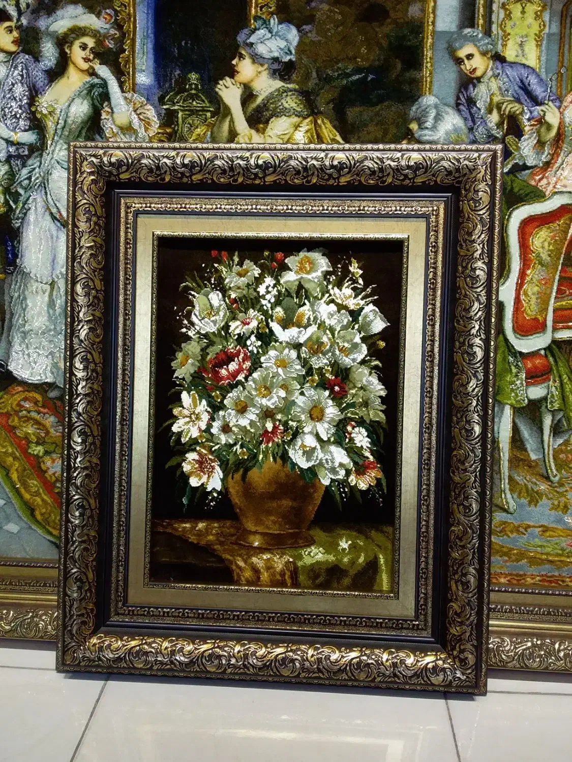 تابلو فرش گل وگلدان  بابونه|تابلو فرش|تهران, علم و صنعت|دیوار