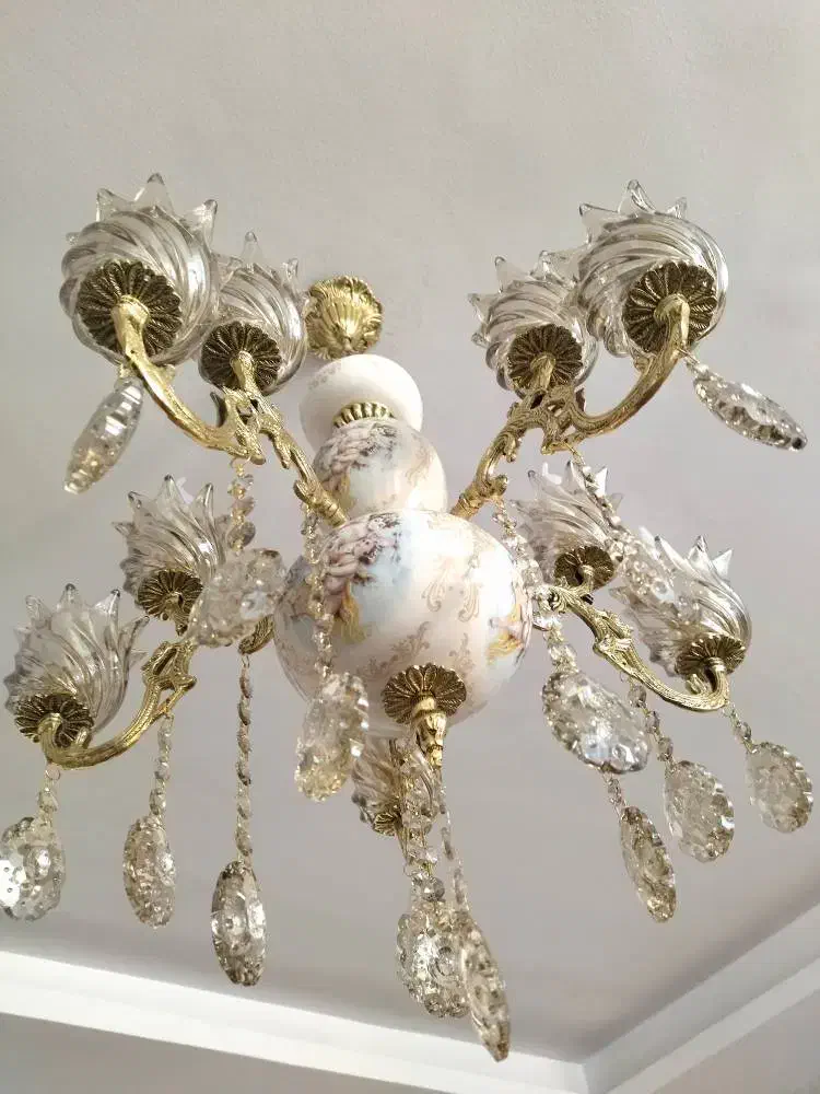 دوعددلوستربرنجی وسرامیک پنج شاخه|لوستر و چراغ آویز|فردیس, شهرک شهید حسینی|دیوار