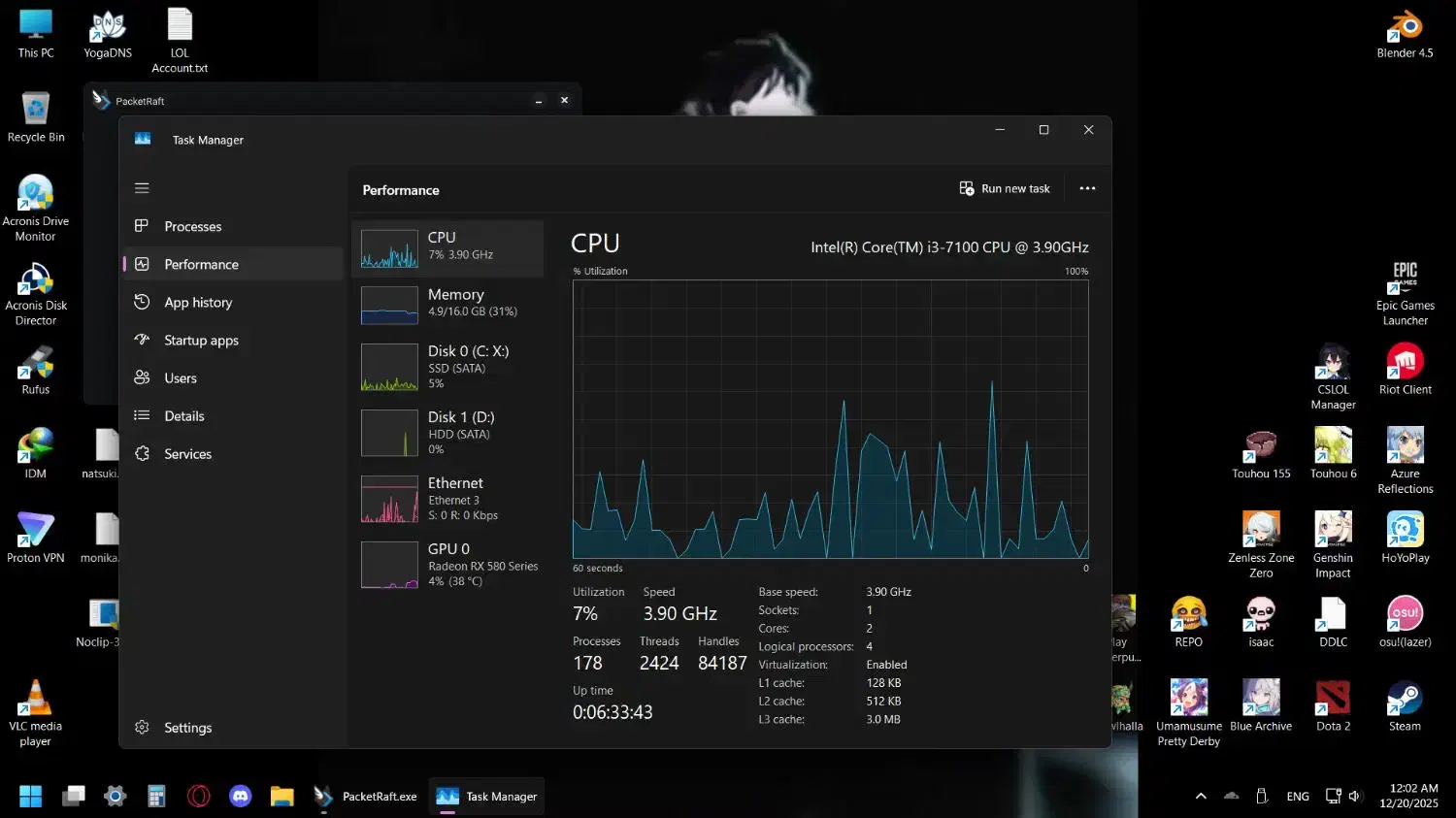 سی پی یو i3-7100|قطعات و لوازم جانبی رایانه|رشت, سعدی (تختی)|دیوار