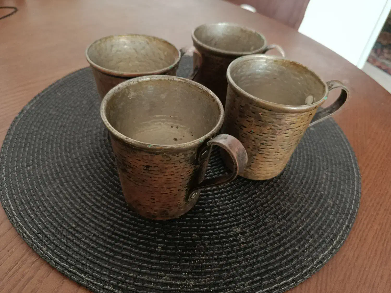 ۴ عدد لیوان مسی قدیمی|ظروف سرو و پذیرایی|ساری, |دیوار