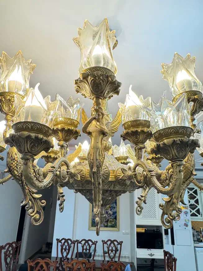 لوستر ۲۳ شعله برنجی فوق سنگین تو پر اصلی|لوستر و چراغ آویز|تهران, مجیدآباد|دیوار