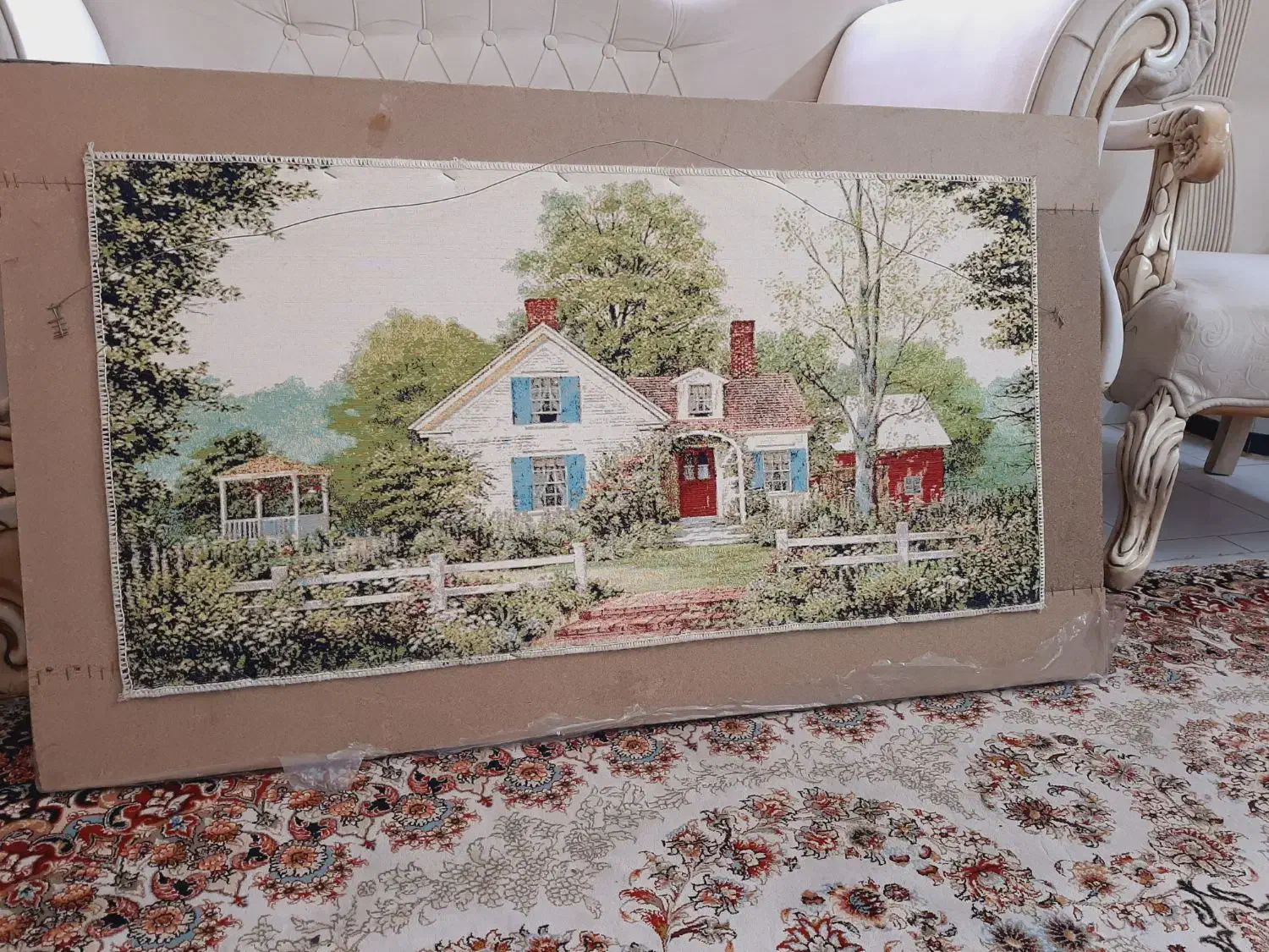 تابلوفرش ماشینی صدفی استخوانی کادوییلداهدیهروزمادر|تابلو فرش|مشهد, جانباز|دیوار