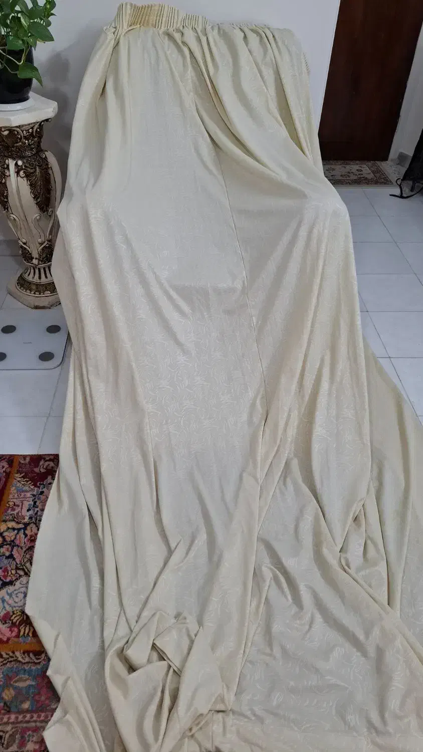 پرده شیری طرح‌دار ترک  ۳۰۰×۲۸۵|پرده، رانر، رومیزی|تهران, پرستار|دیوار