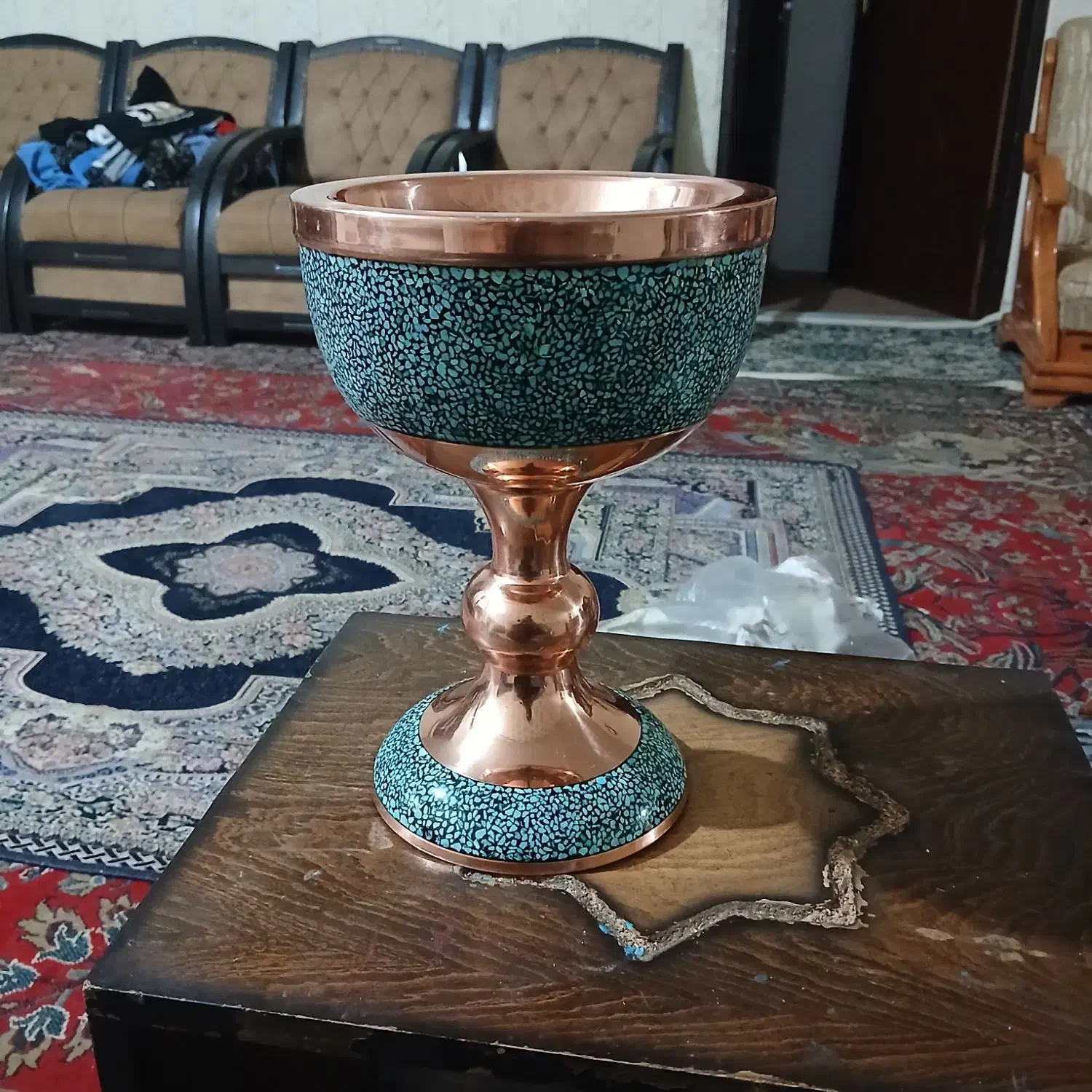 قندان وشکلات خوری بزرگ فیروزه کوبی|صنایع دستی و سایر لوازم تزئینی|فلاورجان, |دیوار