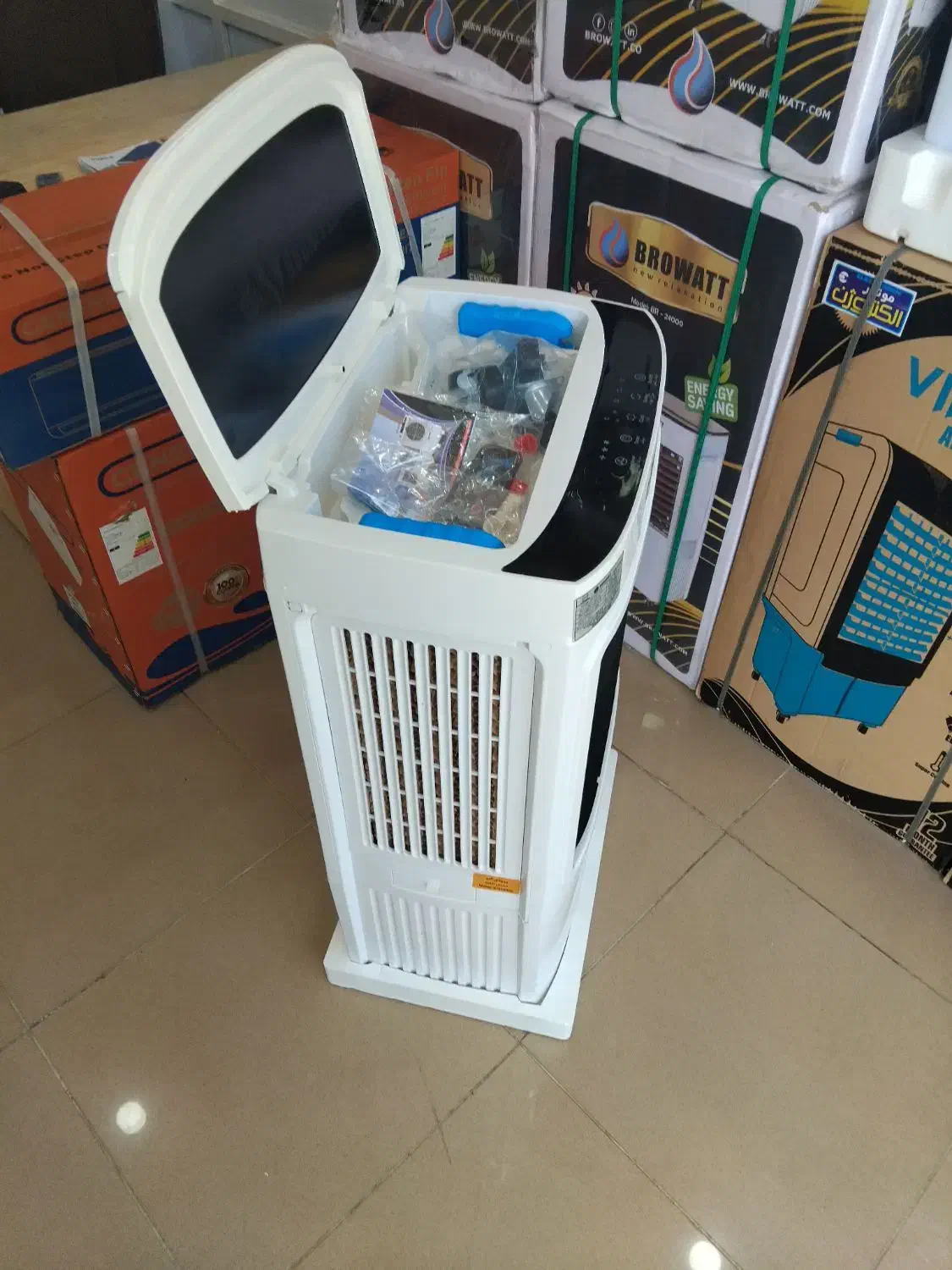 کولر پرتابل برووات ، کنترل دار و پنل تمام تاچ|کولر آبی|میانه, |دیوار