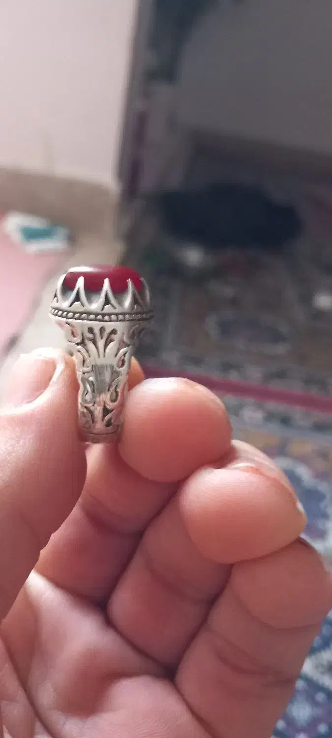 انگشترنقره۹۲۵ با نگین عقیق خیلی قدیمی|جواهرات|بندر گناوه, |دیوار