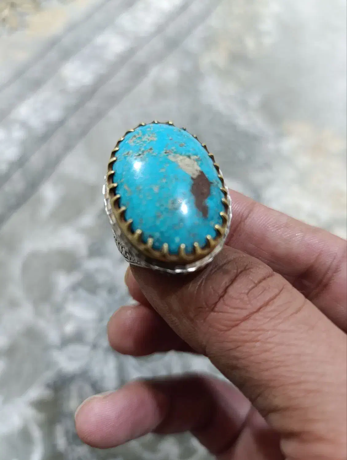 انگشتر فیروزه سنگین وزن رکاب دست ساز 41گرم|جواهرات|خواف, |دیوار