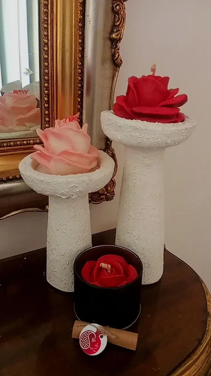 شمع معطر گل رز دست‌ساز|صنایع دستی و سایر لوازم تزئینی|بابلسر, |دیوار