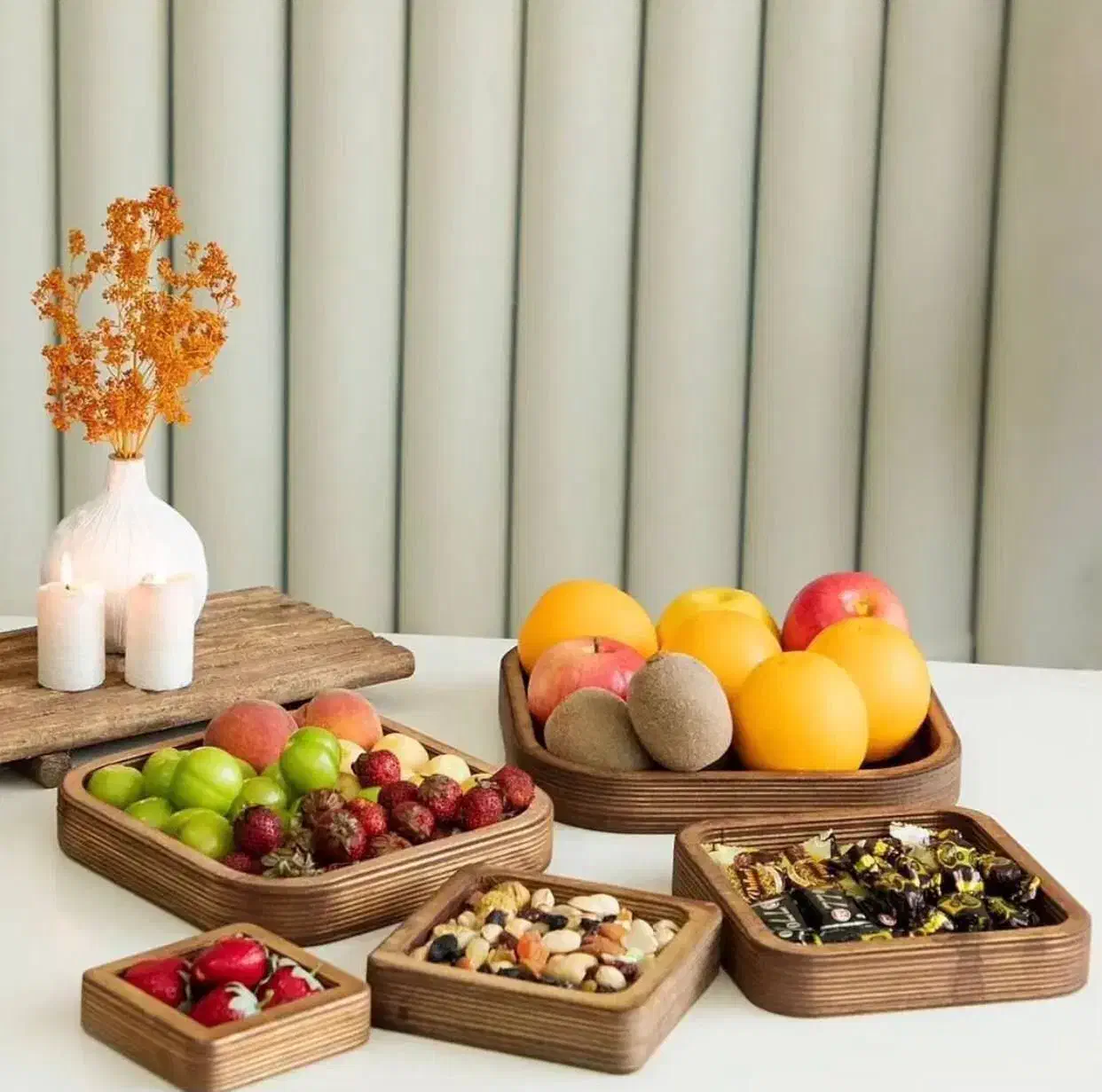 ست پذیرایی چوبی ظرف میوه وشیرینی|ظروف سرو و پذیرایی|مشهد, هنرور|دیوار