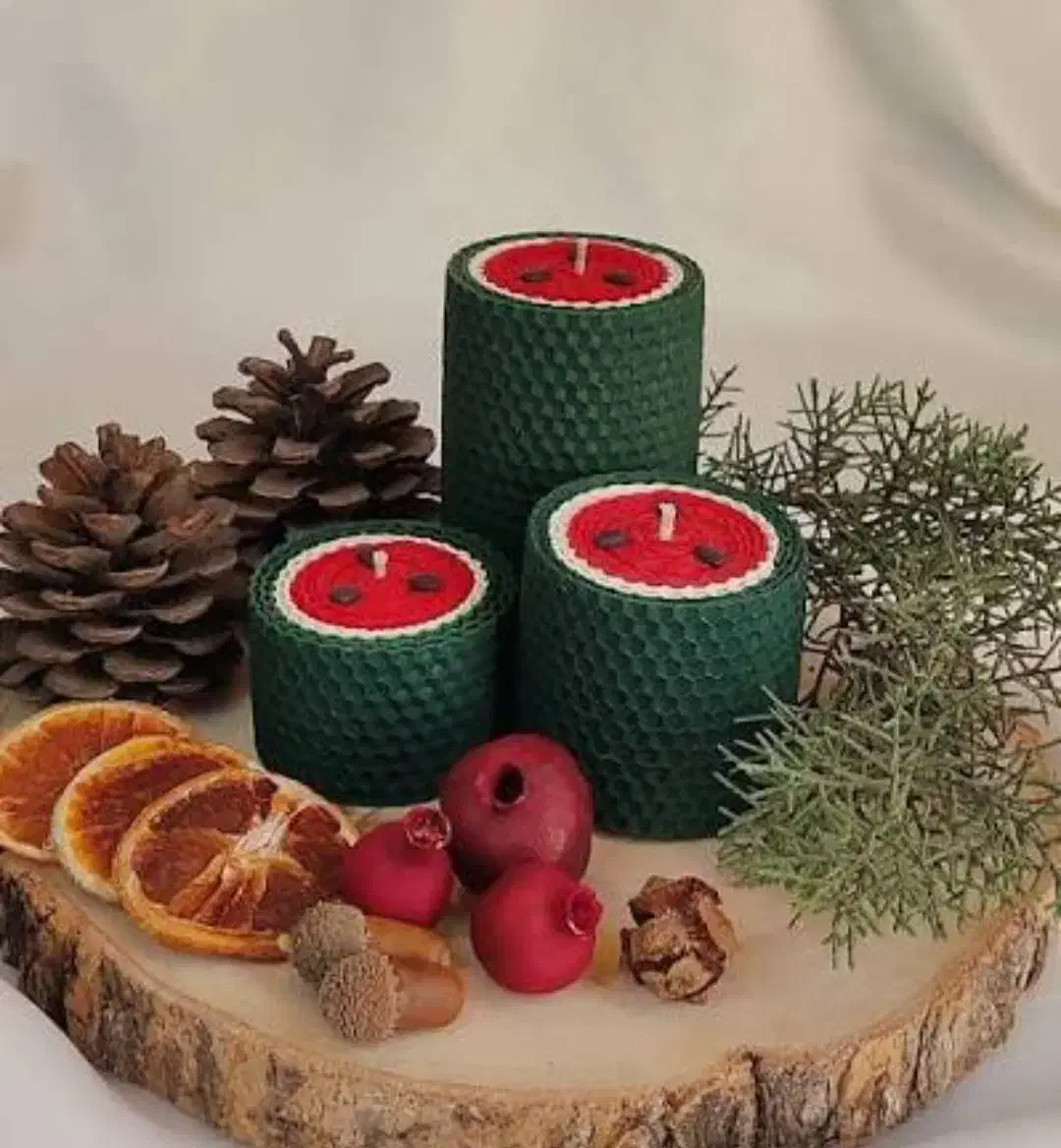 شمع های موم عسلی یلدایی|صنایع دستی و سایر لوازم تزئینی|قم, شاه سید علی|دیوار