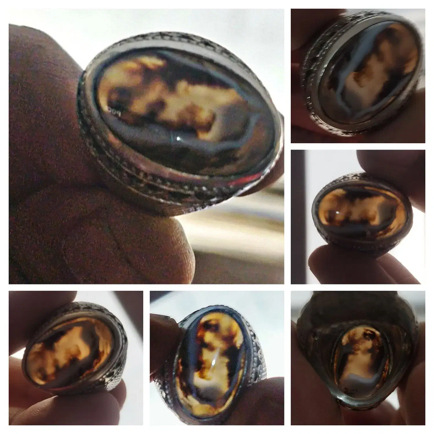 انگشتر نقره ۴مهر دست ساز شجرعقیقی زیبا|جواهرات|کرج, شهرک فهمیده|دیوار