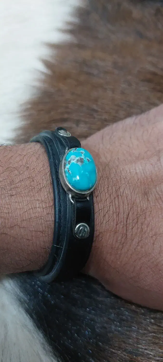 سللم دستبند چرم نگین فیروزه|جواهرات|یزد, |دیوار