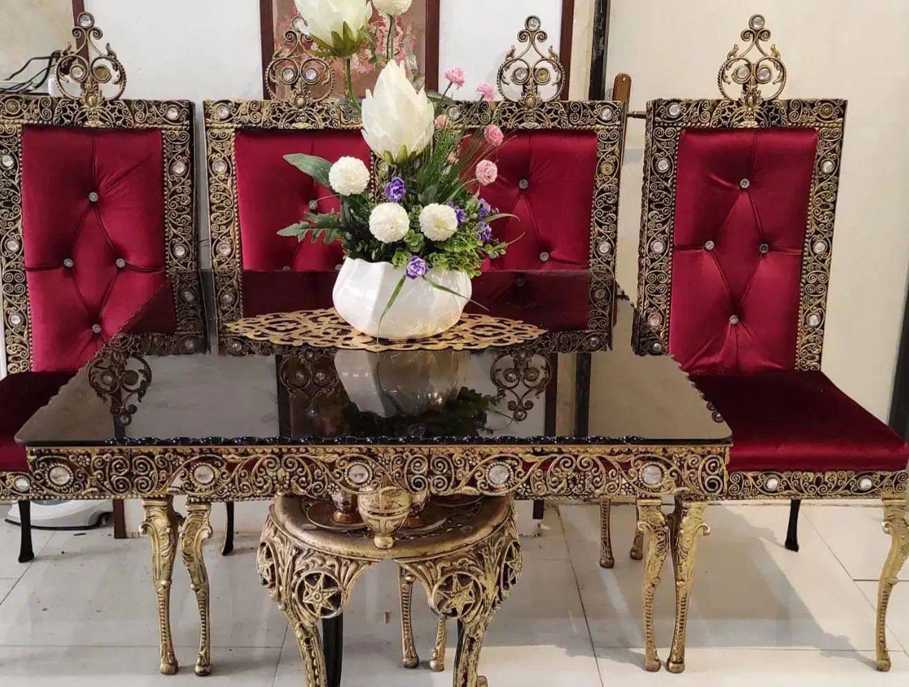 سرویس غذاخوری چهار نفره برنز. آکبند کامل|میز و صندلی غذاخوری|میاندوآب, |دیوار