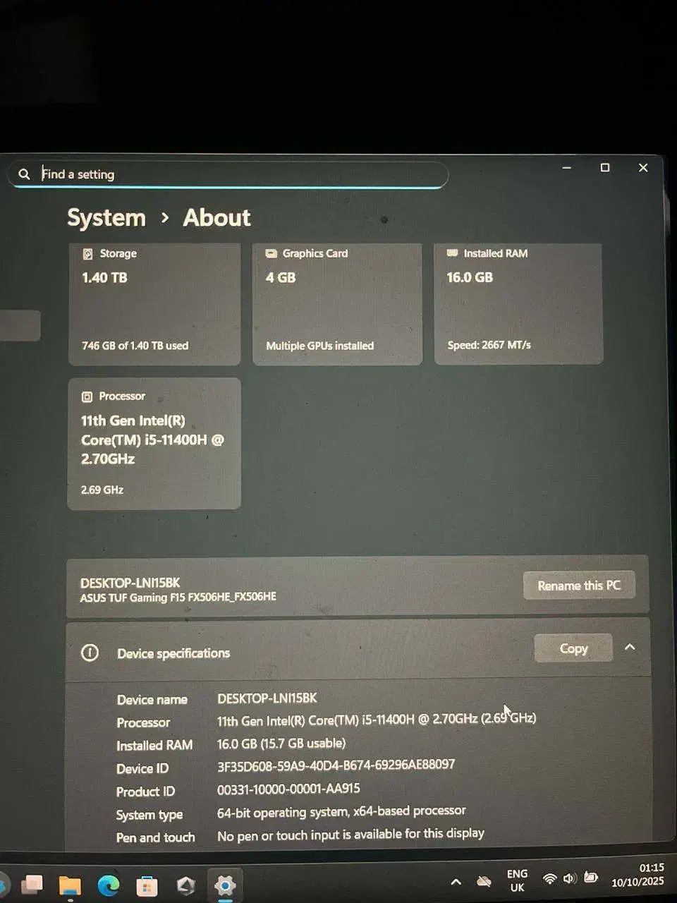 لپ تاپ ایسوس TUF Gaming F15 FX506|رایانه همراه|بابل, |دیوار