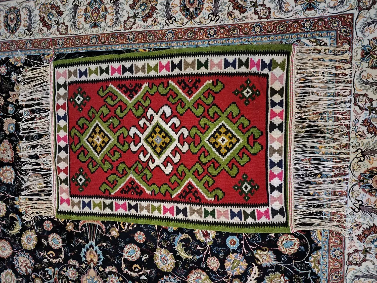 یک جفت گلیم دست بافت تمام پشم|گلیم، جاجیم، گبه|کرمانشاه, |دیوار