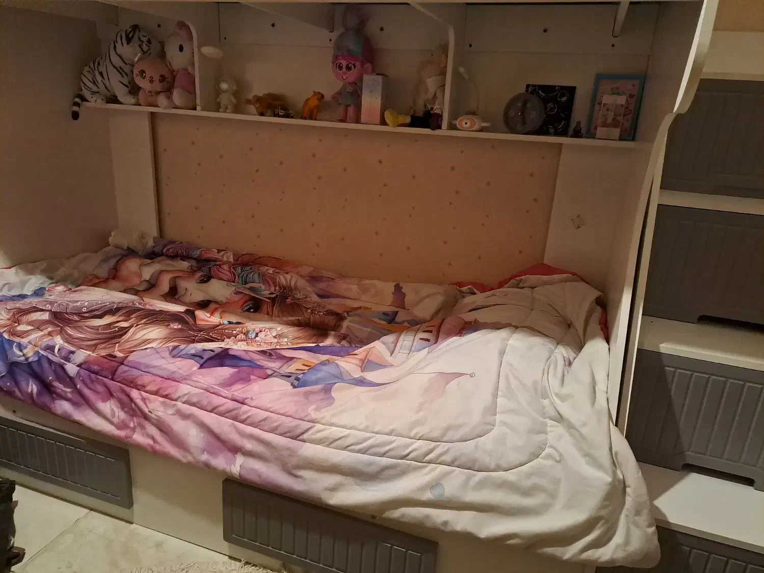 تخت خواب کودک و نوجوان دوطبقه با پله ممبران|تخت و سرویس خواب|گرمدره, |دیوار